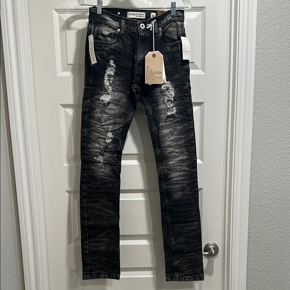 Evolution Distressed Black Skinny Jeans NWT